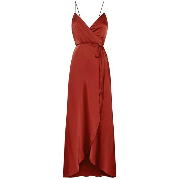 Satin copper wrap dress - Picture 6 of 7